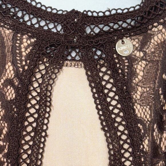 Guess New Liza Lace Halter Sleeveless Maxi Gown Dress Dark Coffee - Small - $178 - Picture 8 of 11